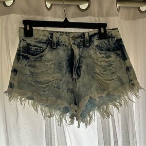 Womens Cello Distressed Denim Jean Shorts Ripped Frayed Size Medium  Festival